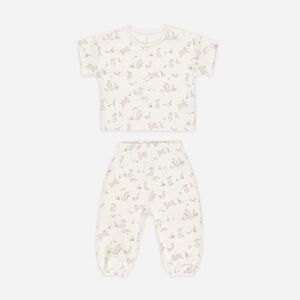 Quincy Mae Jersey tee + Pants Set- Bunnies